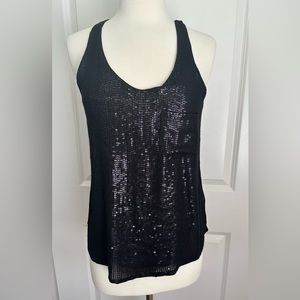 REMAIN, Designer Sleeveless Shimmer Top, Black, Size XS.